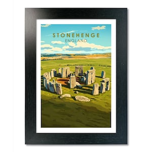 Stonehenge, England. Vintage Travel Poster Wall Art Print. Scenic Landmark. Home Décor