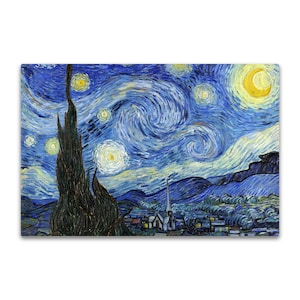 Vincent Van Gogh The Starry Night Canvas Wall Art Picture Print Artwork. Fine Art Giclee Print.
