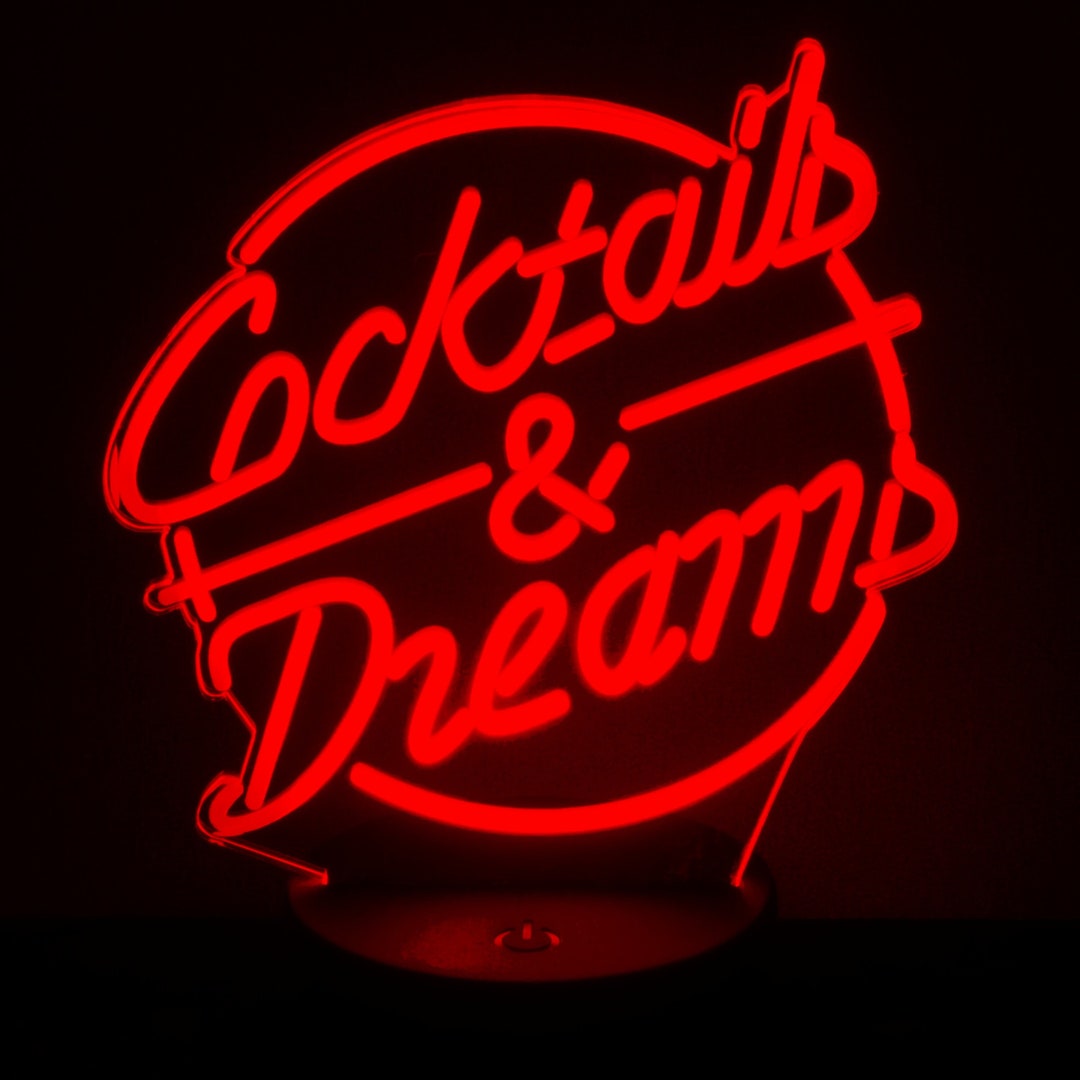 Cocktails & Dreams LED Neon Bar Sign Night Light. Cocktail