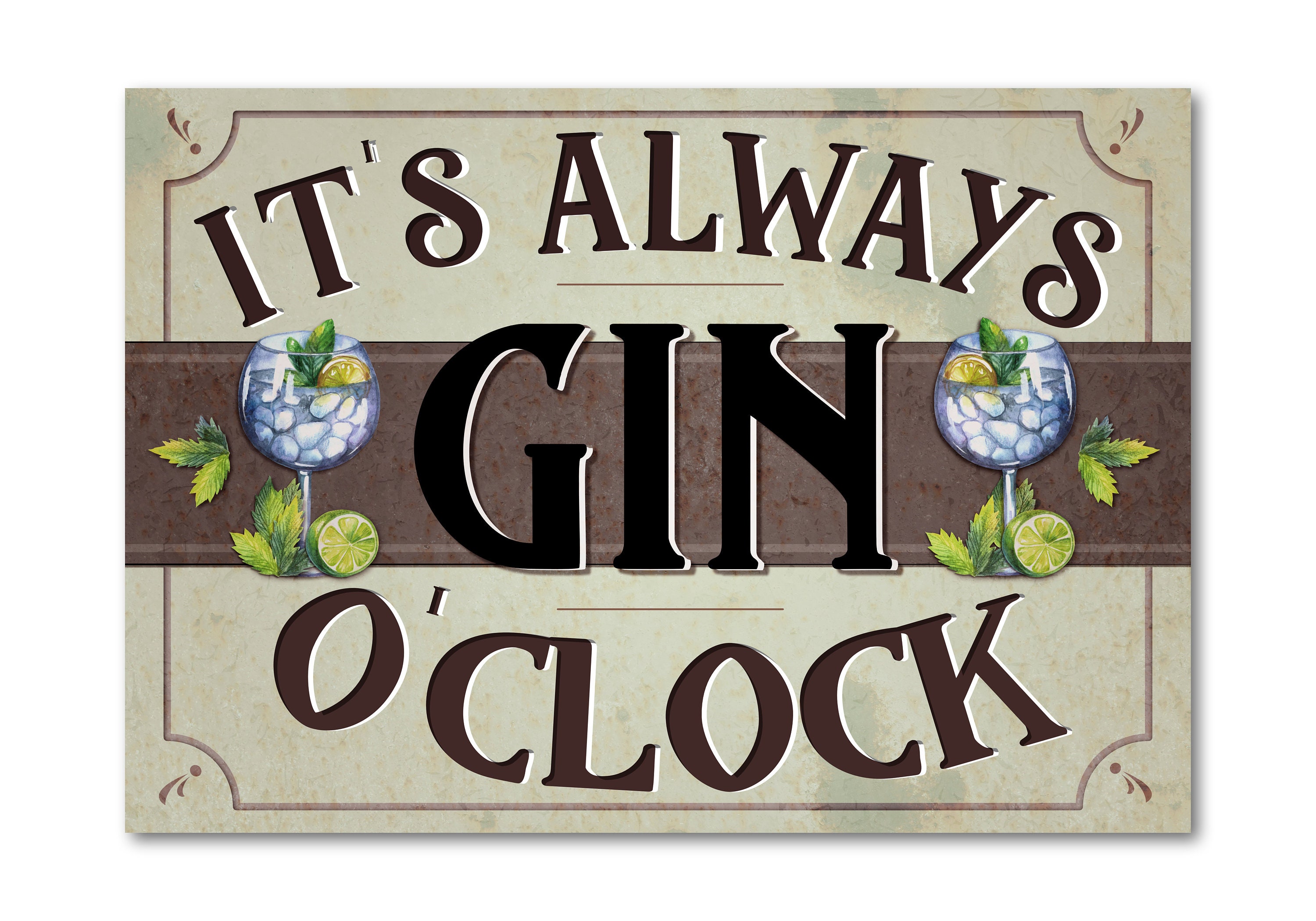 Interluxe Sottobicchiere A LED "It's Always Gin-O-Clock": Decorazione Luminosa Per Feste E Cocktail