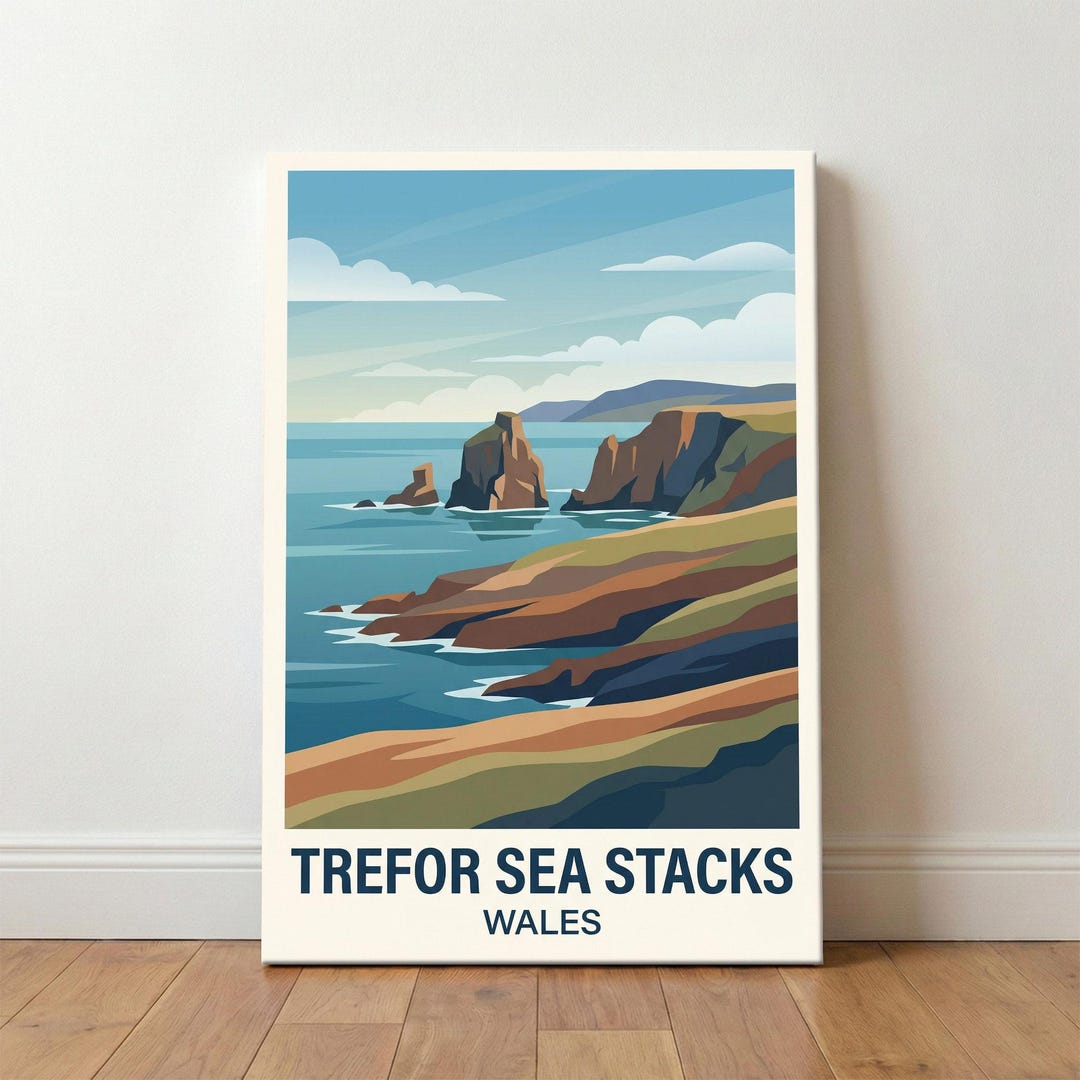 Trefor Sea Stacks, Wales - Llyn Peninsula Travel Poster Celebrating ...