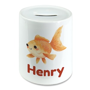 Cofrinho personalizado em aquarela, bonito, dourado, para crianças, caixa de dinheiro, jarra de poupança para crianças, moedas, caixa de dinheiro, cerâmica, berçário de meninos e meninas