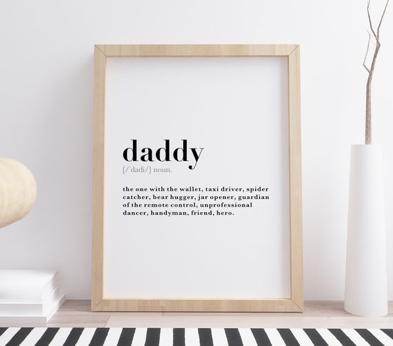 Dad Daddy Father Dictionary Definition Meaning Wall Art Print