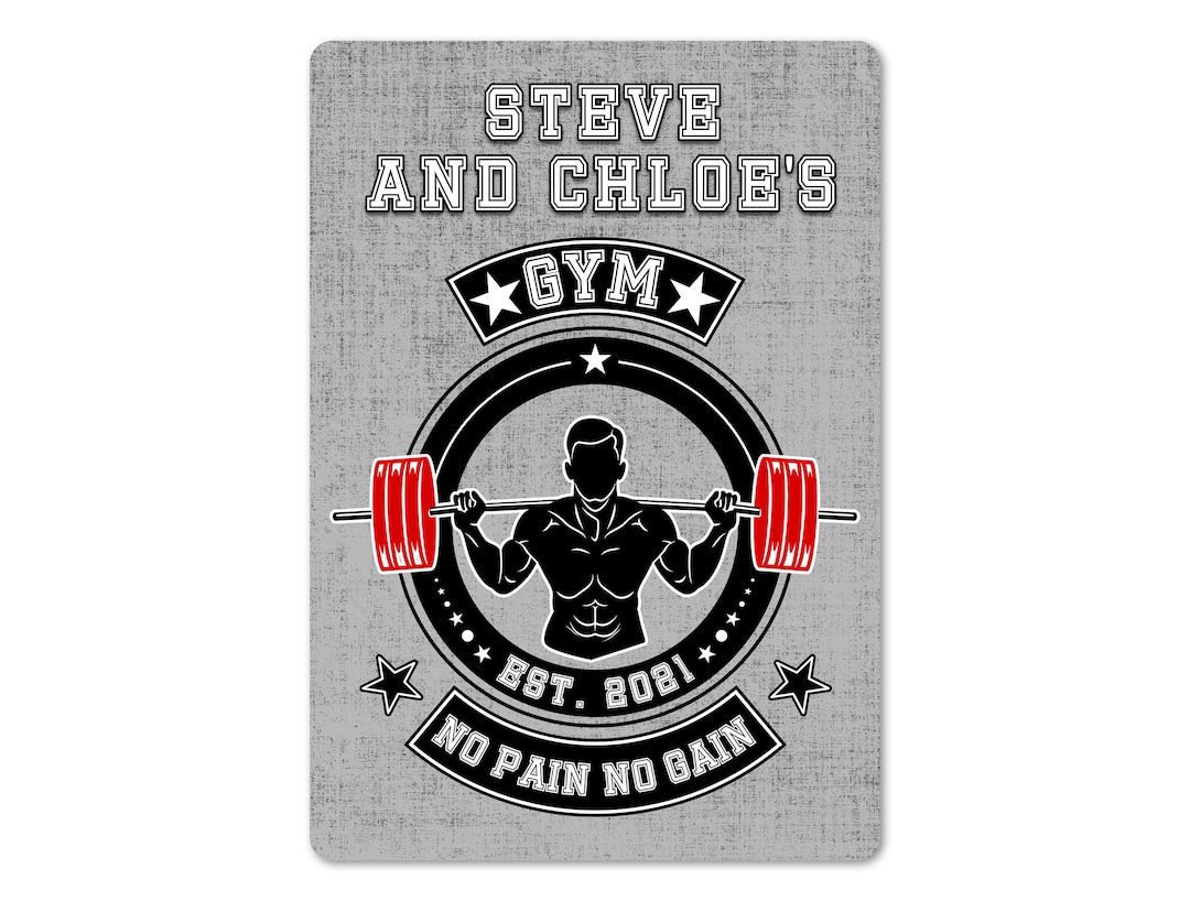 Personalised Home GYM Sign Plaque. No Pain No Gain METAL Sign. Den ...