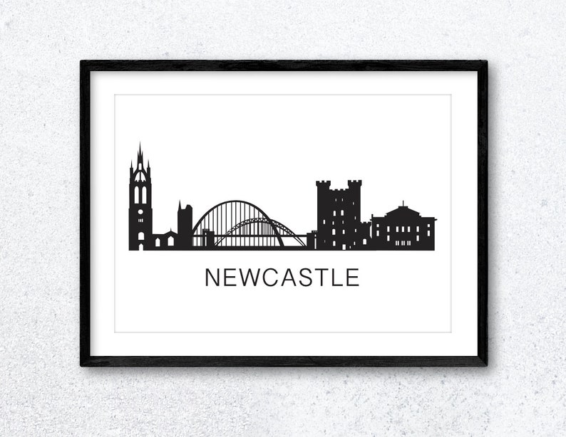 Newcastle City Skyline Wall Art Print Poster. Portrait or Etsy UK