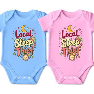 Local Thief Baby Bodysuit Cute Moon Stars Alarm Clock Print On Super-Soft Cotton Short Sleeve Infant Bodysuit For Newborn Showers