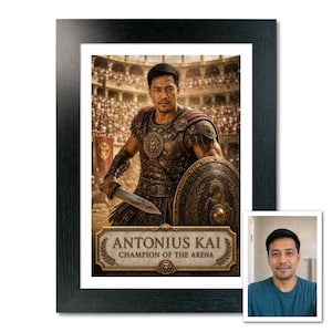 Gladiator Kunstdruck vom Foto mit benutzerdefiniertem Text Kolosseum Champion Poster Geschenk für ihn Geburtstagsgeschenk