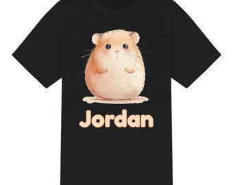 Gepersonaliseerde schattige aquarel hamster Unisex kinder T-shirt jongens meisjes. Leeftijden 1 tot 12. 6 kleuren 100% katoen op maat T-shirt verjaardag kerstcadeau