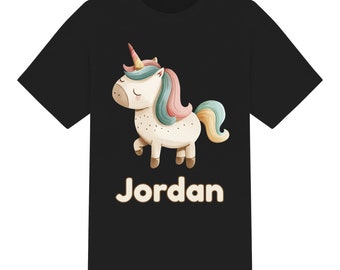 T-shirt enfant unisexe personnalisé mignon aquarelle licorne. Garçons Filles de 1 à 12 ans, 6 couleurs, 100 % coton T-shirt personnalisé Anniversaire Cadeau Noël