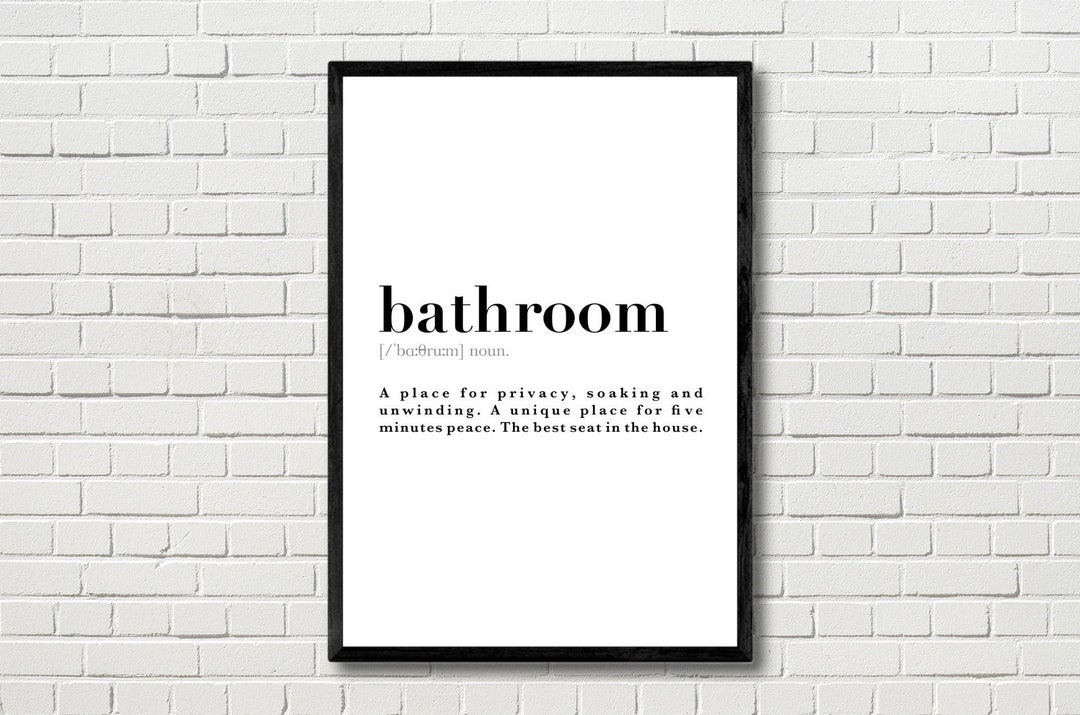 Bathroom Definition Meaning Quote Wall Art Print Poster. Toilet Black ...