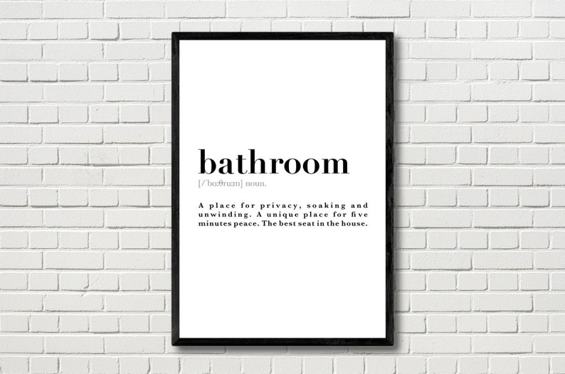 Bathroom Definition Meaning Quote Wall Art Print Poster. Etsy