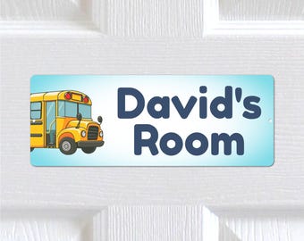 Personalisierte Jeder Name, Jeder Text METAL Cute Schulbus Türschild Plaque. Home Decor Innen- und Außenbereich. Kinder Schlafzimmer, Kinderzimmer. Jungen, Mädchen.