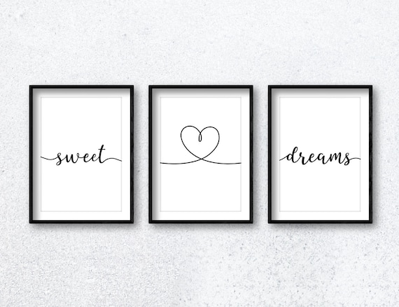 Bedroom Home Decor Sleep Sweet Dreams with Heart Quote Wall Art Print Poster x3