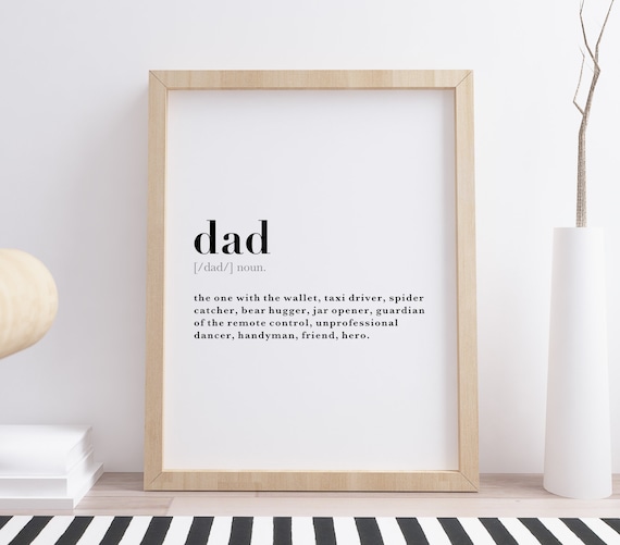 Dad Daddy Father Dictionary Definition Meaning Wall Art Print