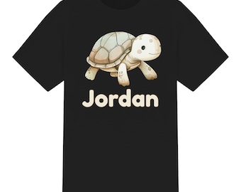 Camiseta personalizada para niños unisex con diseño de tortuga de acuarela. Niños Niñas de 1 a 12 años 6 colores 100% algodón Camiseta personalizada Cumpleaños Regalo de Navidad