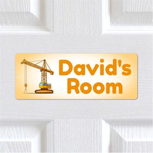 Personalised Any Name, Any Text METAL Cute Crane Door Sign Plaque. Home Decor. Indoor/Outdoor use. Kids Bedroom, Nursery. Boys, Girls.