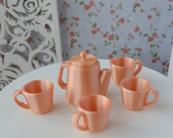 Miniature Doll Tea Set | 3D Printed 1:6 Scale Dollhouse Accessory