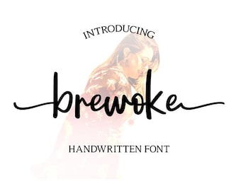 Brewoke – Handwritten Script Font with Cursive Bold Brush Style for Cricut Projects | handwitten font | canva font | wedding font |