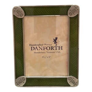Danforth Pewter Joy Jade Picture Frame 3.5x5 Green Enamel VT USA Handcrafted