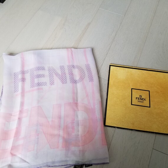 Authentic Fendi Big Square Scarf – 100% silk - Wit