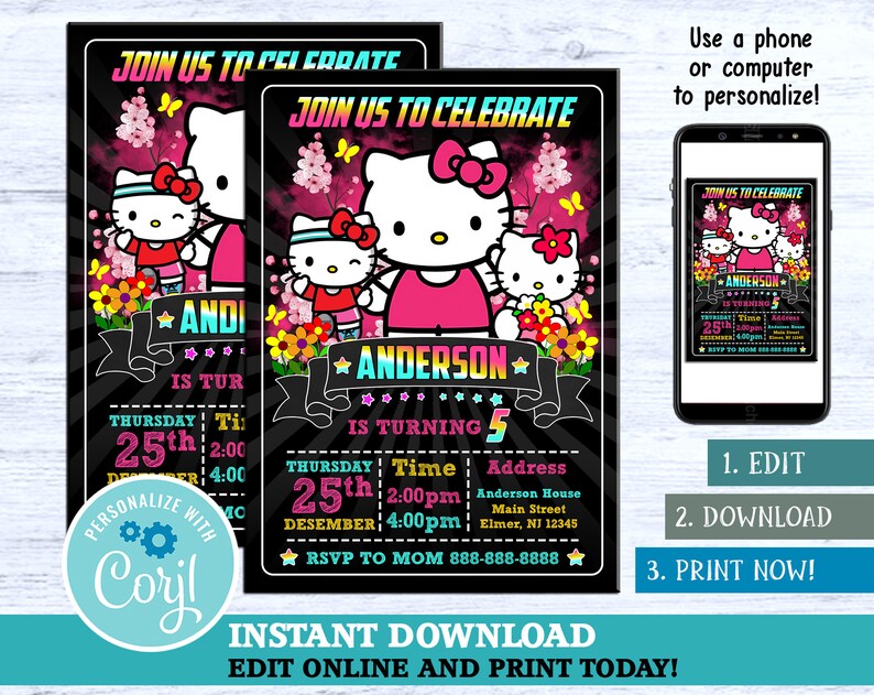 hello kitty birthday invitation hello kitty invitation hello kitty birthday hello kitty party hello kitty printable hello kitty card hello kitty birthday invitation template
