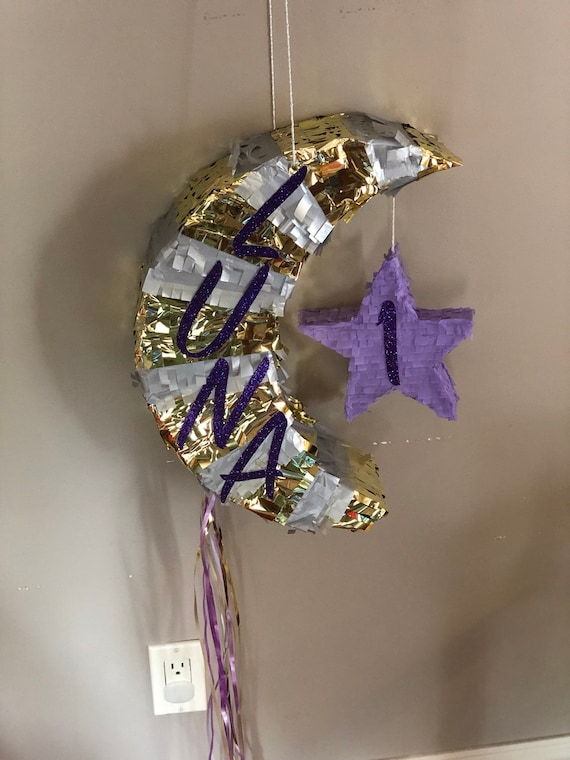 Crescent moon pinata with crystal