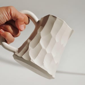 White Stoneware Pottery Mugs, Handmade Ceramic Coffee & Beer Mugs, 10 oz / 14 oz / 20 oz