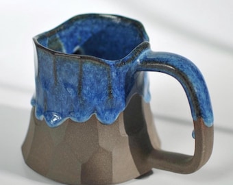 Handmade Drip Glaze Stoneware Mug, Artisan Pottery Mug, Coffee Lover Gift, 10 oz