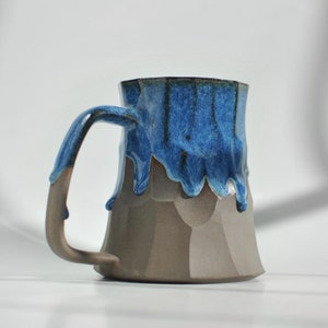 Handgjord keramikmugg med blå droppglasyr, stor ölmugg, stengodsmugg för kaffe och te, unika keramikgåvor, 14 oz / 22 oz