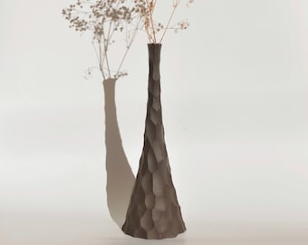 14 inch Handmade Ceramic Vase, Black Stoneware Centerpiece, Aesthetic Room Decor, Home Warming Gift