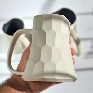 Handmade Ceramic Mug, Large Pottery Coffee Mug, White Stoneware, (14/20 oz) 20 Fluid ounces