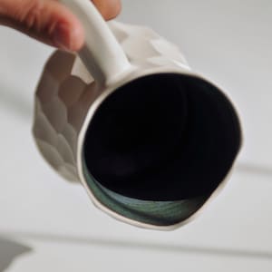 Handmade Ceramic Mug, Large Pottery Coffee Mug, White Stoneware, (14/20 oz) image 4