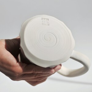 Handmade Ceramic Mug, Large Pottery Coffee Mug, White Stoneware, (14/20 oz) image 8
