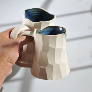 Handmade Ceramic Mug, Large Pottery Coffee Mug, White Stoneware, (14/20 oz) image 1