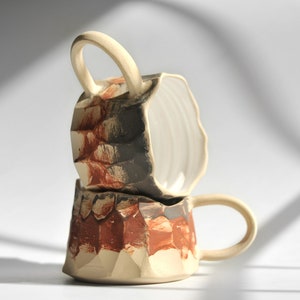 7 oz Handmade Ceramic Mug Set, Stoneware Pottery Mugs, Handmade Coffee Mug Set, Coffee Lover Gift