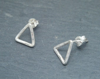 Triangle Geometric Silver Stud Earrings | Minimal design