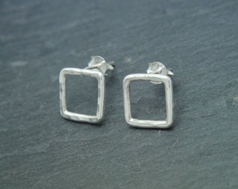 Square Stud Earrings | Geometric earrings | Minimal earrings | Silver jewelry