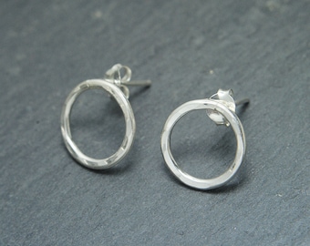 Circle Geometric Silver Stud Earrings | Minimal design