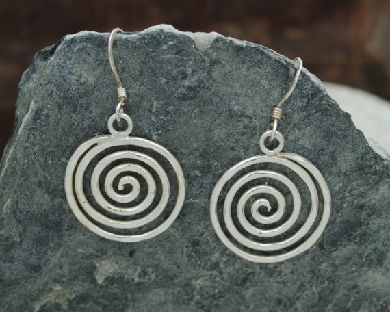 Silver earrings Greek jewelry Spiral earrings Handmade hammered hoop  earrings Silver jewellery