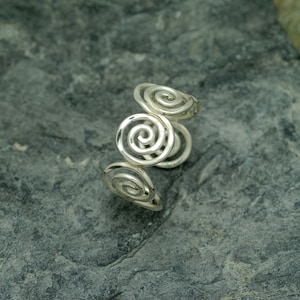 Multi spiral handmade sterling silver adjustable ring