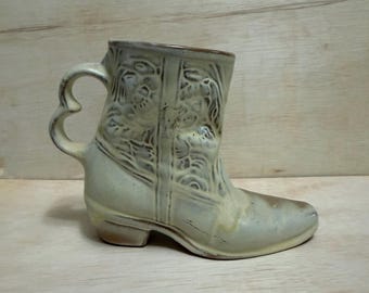 Frankoma Cowboy Boot mug| 1981 | light tan Glaze| Pottery