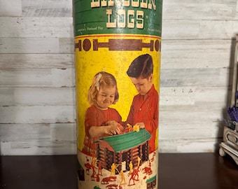 Lincoln Logs Vintage set with Tin Lid | Collectable Toys| Childhood Toys| 1960's| Great Building set