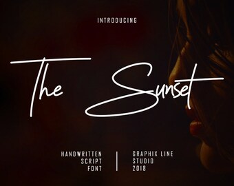 The Sunset Script Font | Digital font, typography , Script Font, Handwritten font, Wedding font, Brush font, Modern font,Instant download
