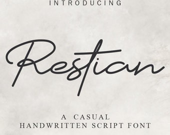 Restian Script Font Digital Font Calligraphy Font Script Font Handwritten Font Wedding Font Brush Font