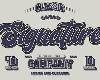 Signature Script Trio Font | Digital font, Trio font, Script Font, Brush,Instant download | free 10 logos template | free 40 graphic style