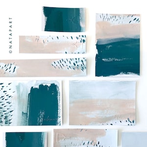 ABSTRACT handpainted card set/ handmade card set, handmade stationery, postcard set mini artworks set, mix media bookmarks and flat card set