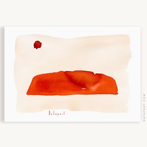 ABSTRACT Australia Landscape Uluru card / postcard from Watercolour Wall Art Print, Minimalist Stationery Australiana Postcard Card A6