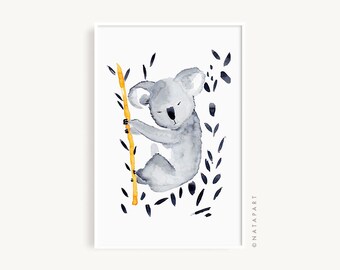 Impression aquarelle de koala : art australien en édition limitée