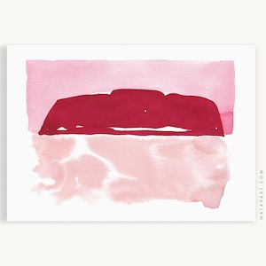 Postal australiana, postal de acuarela, arte australiano, tarjeta Uluru de paisaje australiano, impresión de acuarela, tarjeta postal minimalista A6