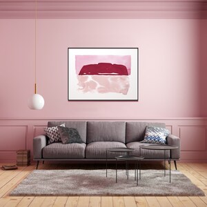 Abstract Australian Landscape Print, Above Couch Wall Decor, Contemporary Uluru Wall Art Print, Pink and Red Abstract Brush Strokes Art